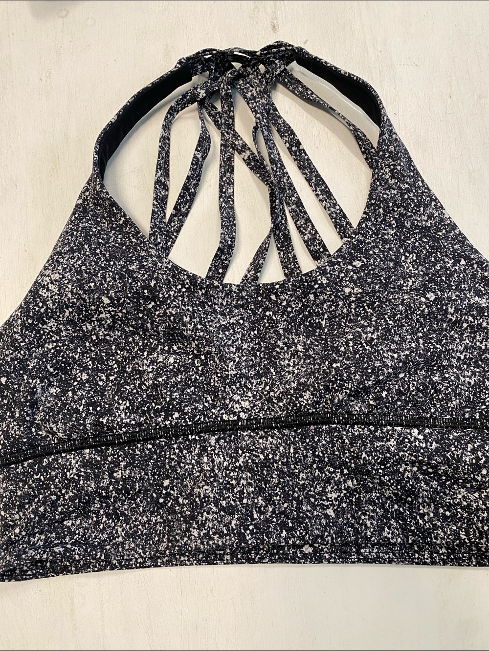 lululemon athletica Black & White Speckled Strappy Sports Bra